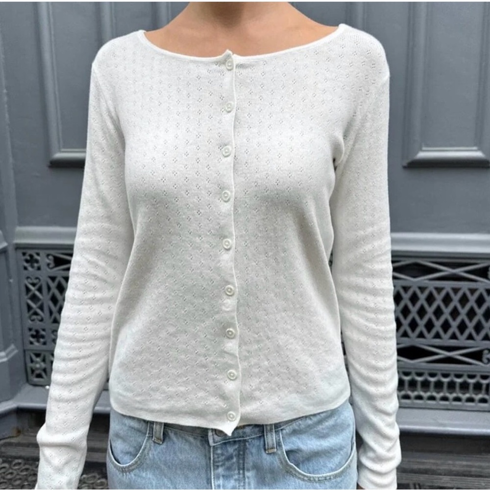 Brandy Melville white athelia eyelet cardigan os (XS/S) like new